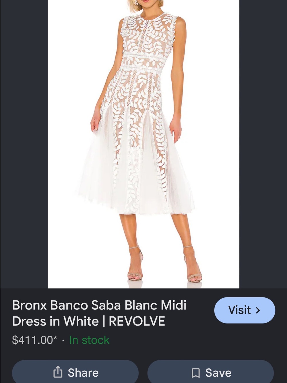 Bronx and Banco White Lace Midi Dress